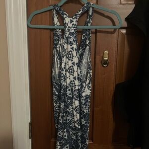 Navy and White Patterned Tank Top